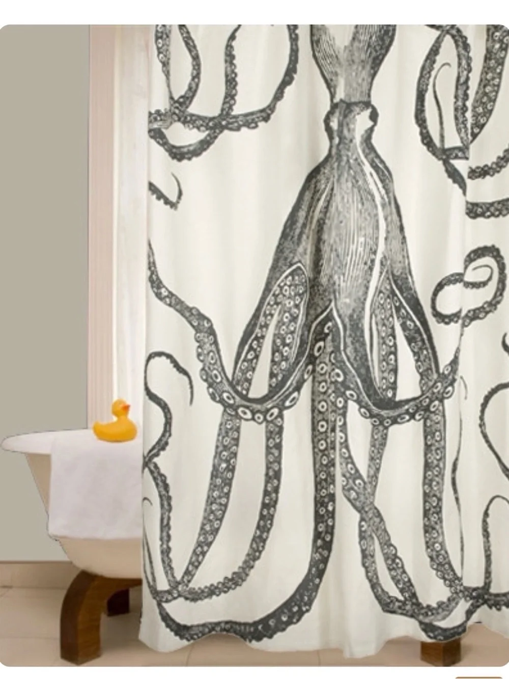 ThomasPaul Octopus Shower Curtain In Charcoal – Hand-Screened 100% Cotton